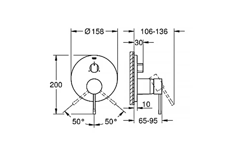Змішувач прихованого монтажу для ванни/душу Grohe Essence 24092DC1 на 3 положення, Сталь