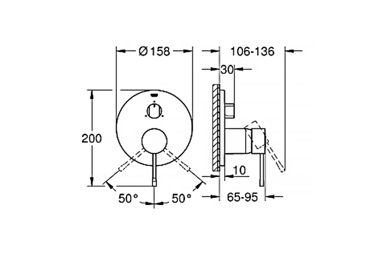 Змішувач прихованого монтажу для ванни/душу Grohe Essence 24092DC1 на 3 положення, Сталь