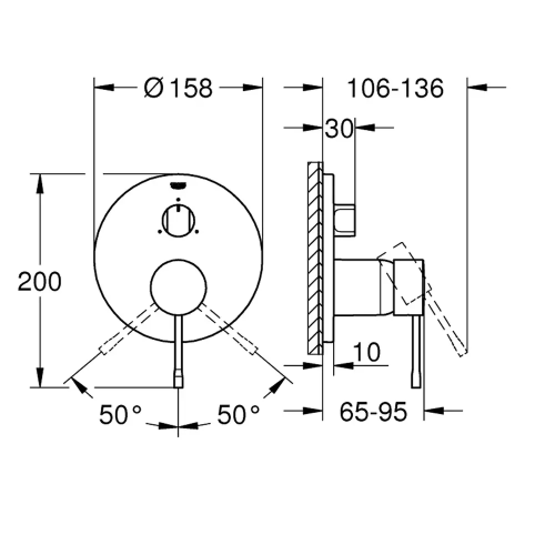 Смеситель скрытого монтажа для ванны/душа Grohe Essence 24092DL1 на 3 выхода, Бронза матовая