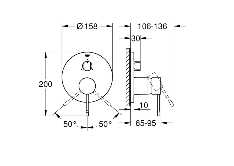 Змішувач прихованого монтажу для ванни/душу Grohe Essence 24092DL1 на 3 виходи, Бронза матова