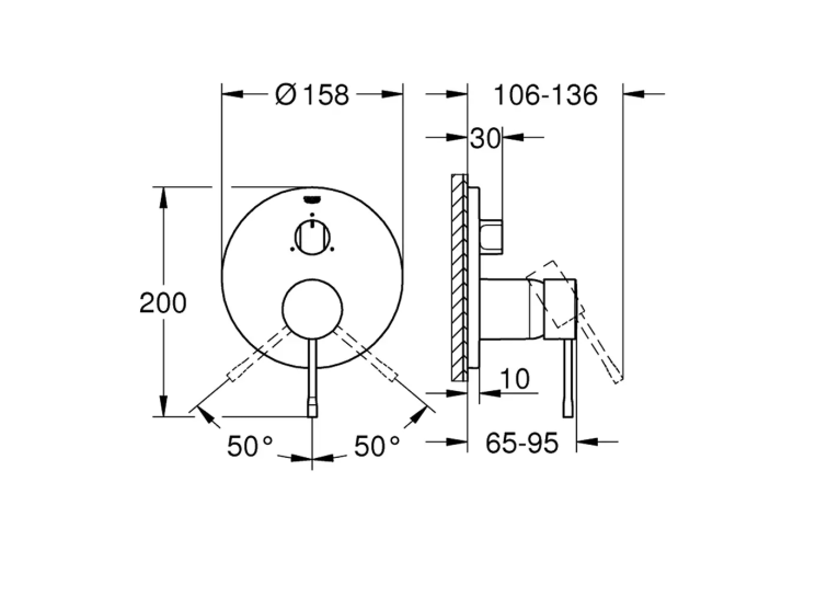 Змішувач прихованого монтажу для ванни/душу Grohe Essence 24092DL1 на 3 виходи, Бронза матова