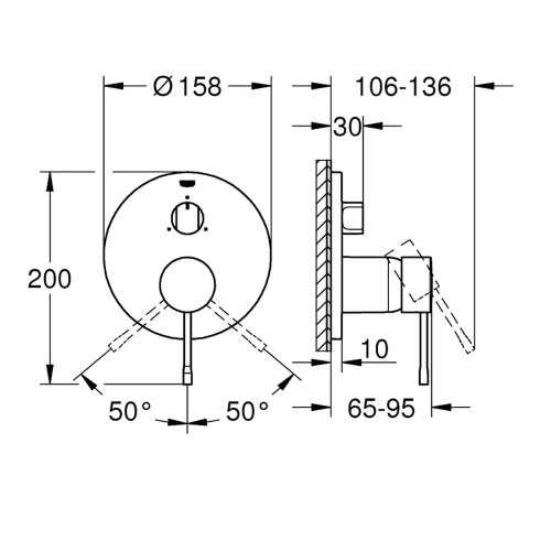 Змішувач прихованого монтажу для ванни/душу Grohe Essence 24092GN1 на 3 виходи, Золото матове