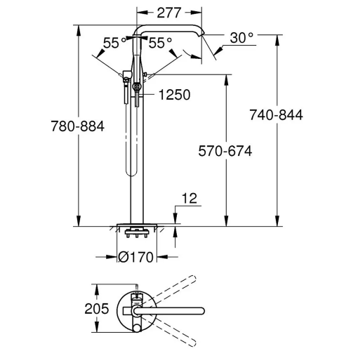 Змішувач для ванни Grohe Essence 25248DL1, Бронза матова