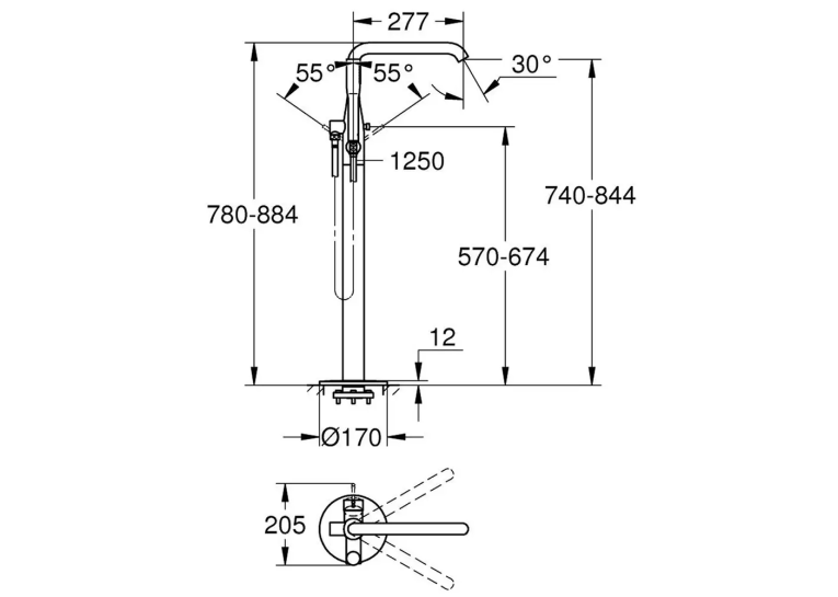 Змішувач для ванни Grohe Essence 25248DL1, Бронза матова