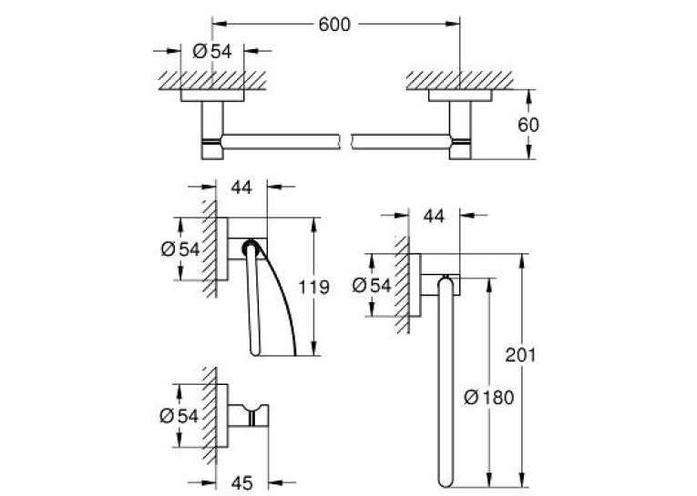 Набір аксесуарів Grohe Essentials 4в1, 40776001