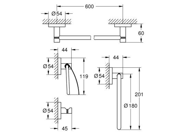 Набір аксесуарів Grohe Essentials 4в1, 40776001