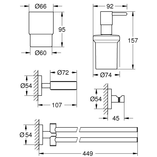 Набор аксессуаров Grohe Essentials 4 в 1, 40846001