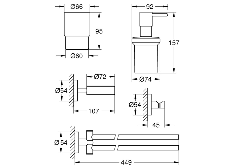 Набір аксесуарів Grohe Essentials 4 в 1, 40846001