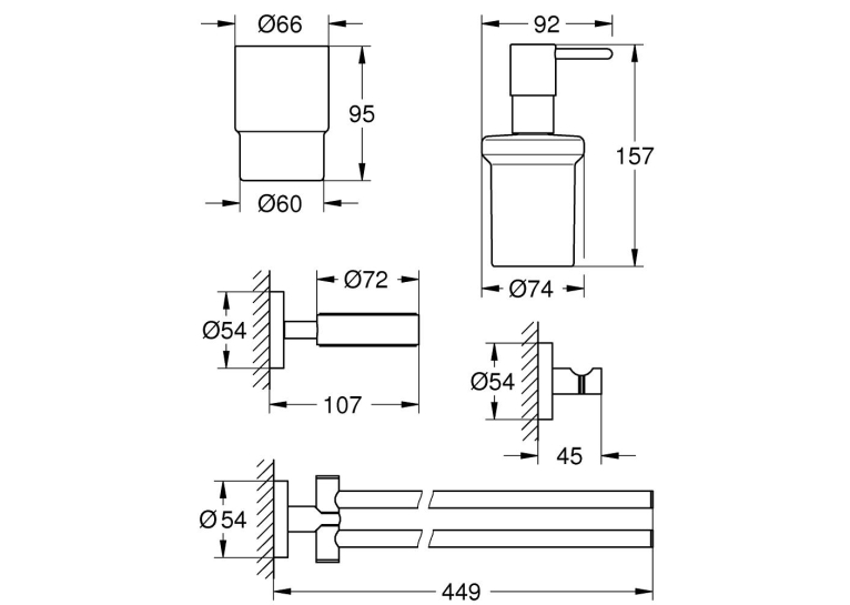 Набір аксесуарів Grohe Essentials 4 в 1, 40846001