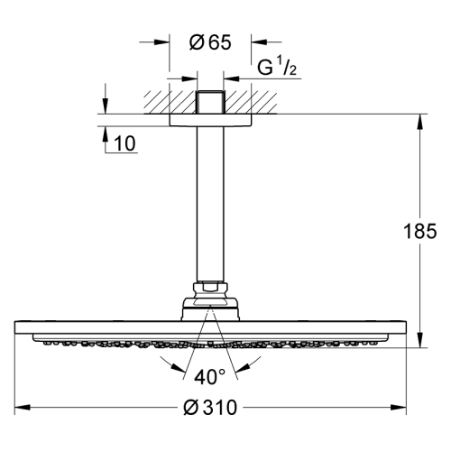 Верхний душ GROHE Rainshower Cosmopolitan 310, 26057000