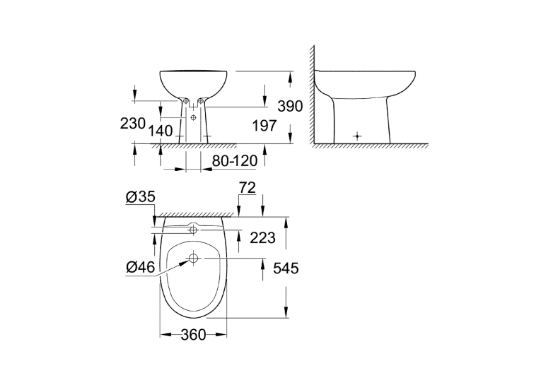 Біде для підлоги Grohe Bau Ceramic 39432000
