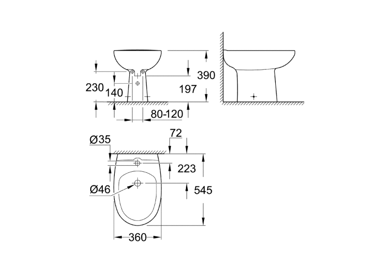 Біде для підлоги Grohe Bau Ceramic 39432000