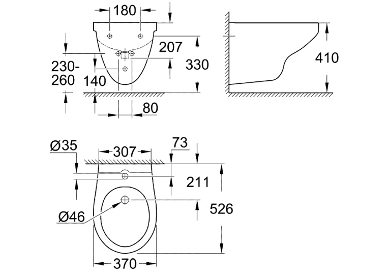Биде подвесное Grohe Bau Ceramic 39433000