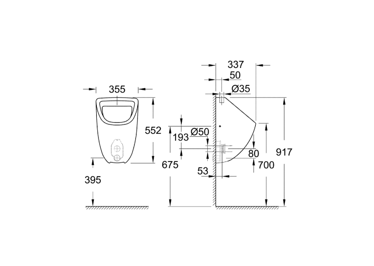 Писсуар Grohe Bau Ceramic 39439000 (впуск сверху)