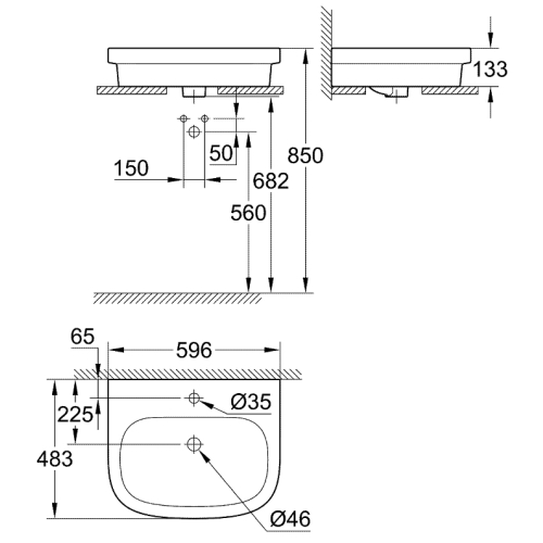 Раковина накладная Grohe Euro Ceramic 39337000
