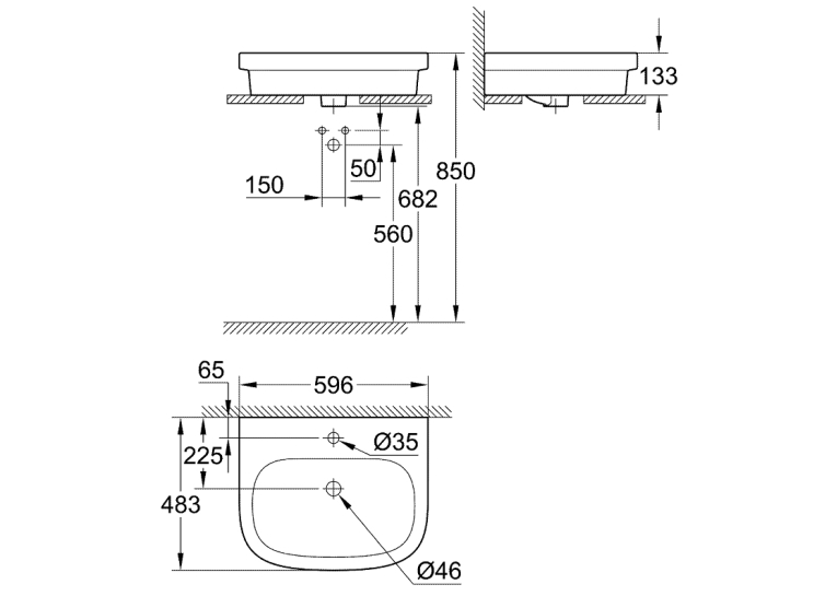 Раковина накладная Grohe Euro Ceramic 39337000