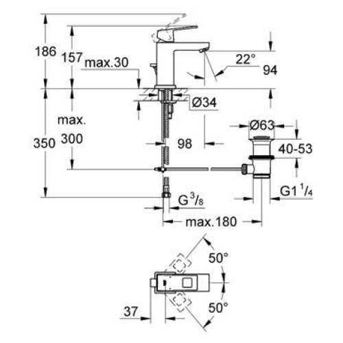 Смеситель для раковины Grohe EUROCUBE 23127000 