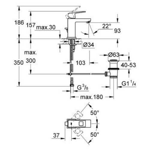 Смеситель для раковины Grohe EUROCUBE 2312700E S-Size