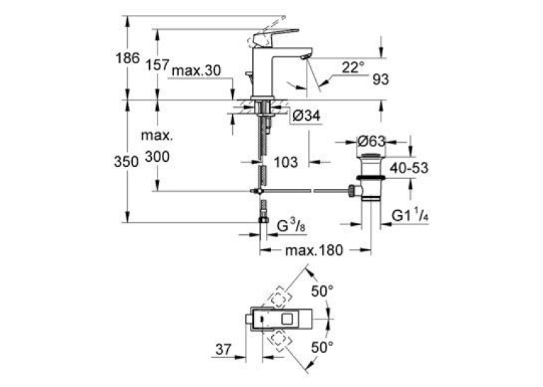 Змішувач для раковини Grohe EUROCUBE 2312700E S-Size