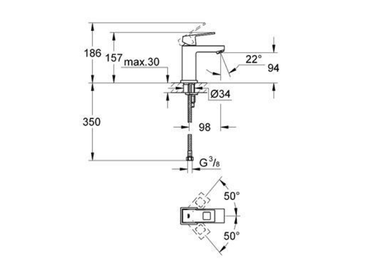 Смеситель для раковины Grohe EUROCUBE 23446000 M-Size