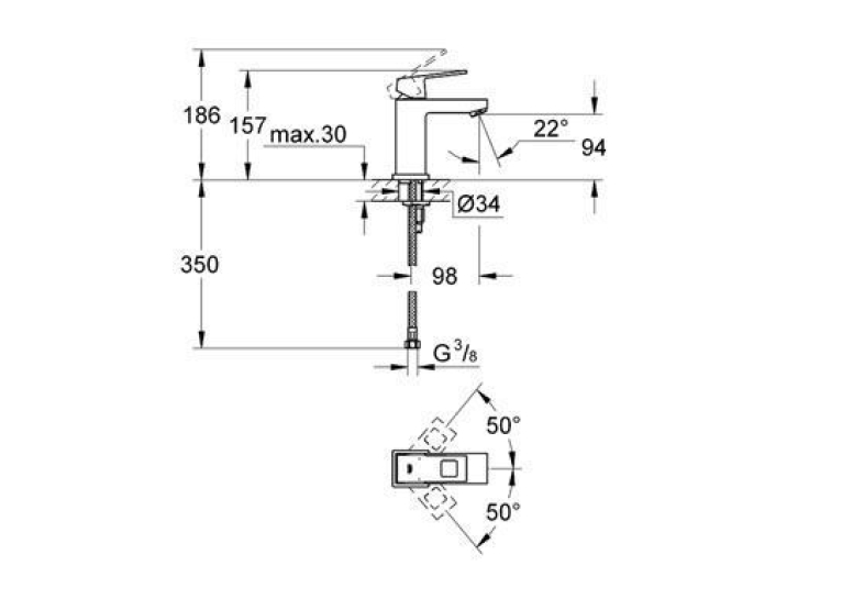 Змішувач для раковини Grohe EUROCUBE 23446000 M-Size