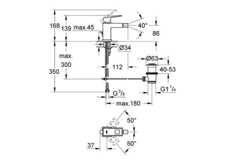 Змішувач для біде Grohe EUROCUBE 23138000 S-Size