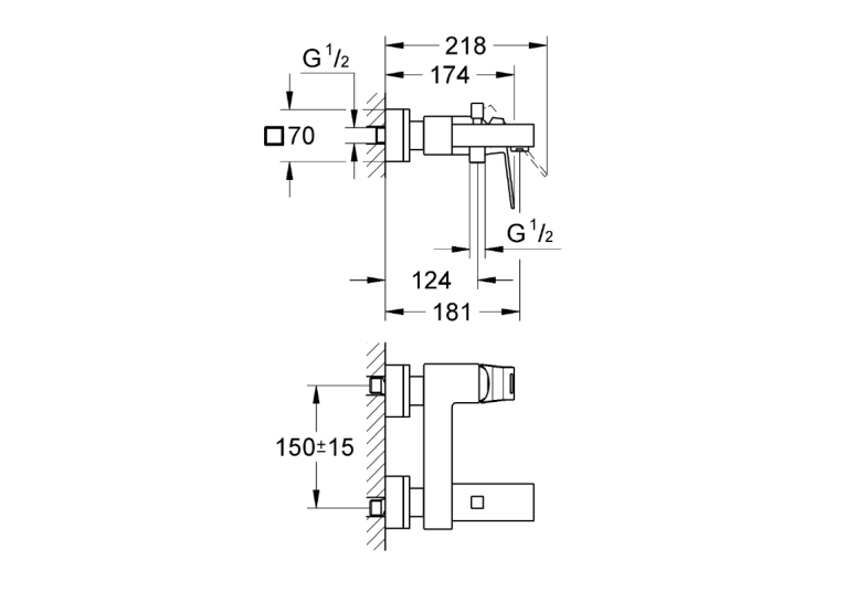 Смеситель для ванны Grohe EUROCUBE 23140000