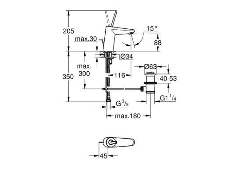Смеситель для раковины Grohe Eurodisc Joy 23425000 S-Size