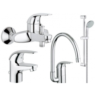 Набор смесителей GROHE Euroeco 123242K + кухонный смеситель (23262000 + 32743000 + 27598000 + 327520