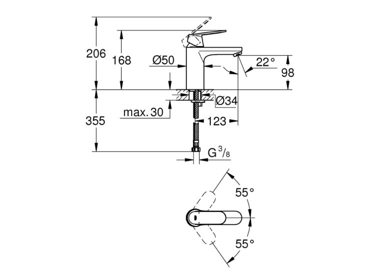 Змішувач для раковини Grohe EUROSMART Cosmopolitan 23327000 M-Size