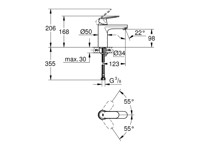 Змішувач для раковини Grohe EUROSMART Cosmopolitan 23327000 M-Size