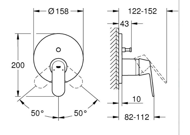 Вбудований змішувач Grohe Eurosmart Cosmopolitan 24045000