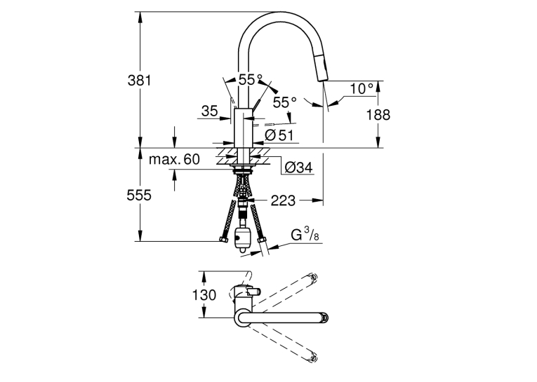 Змішувач для кухні Grohe Eurosmart Cosmopolitan 31481001