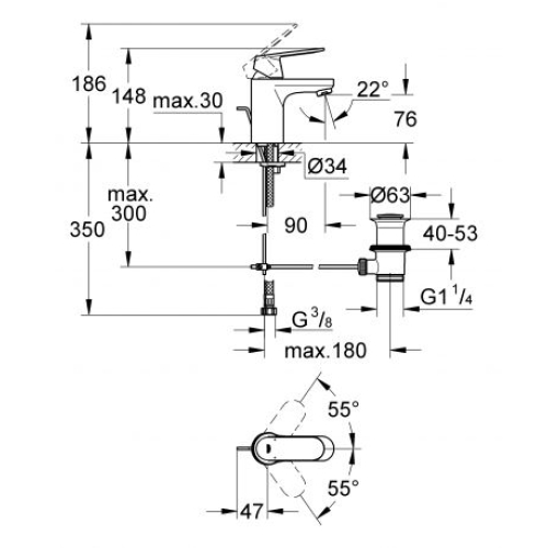 Смеситель для раковины Grohe EuroSmart Cosmopolitan 32825000 S-Size