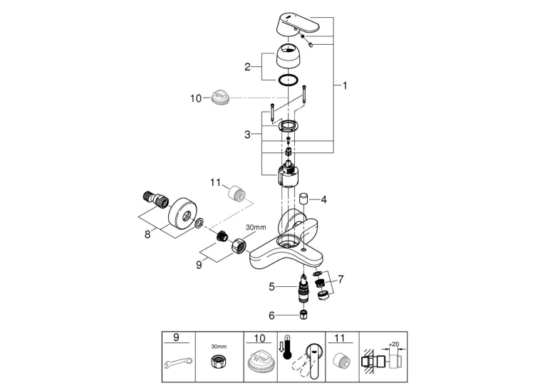 Змішувач для ванни Grohe EUROSMART Cosmopolitan 32831000