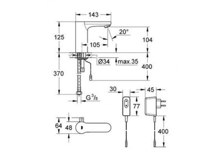 Інфрачервоний змішувач для раковини Grohe EUROSMART Cosmopolitan E 36325000