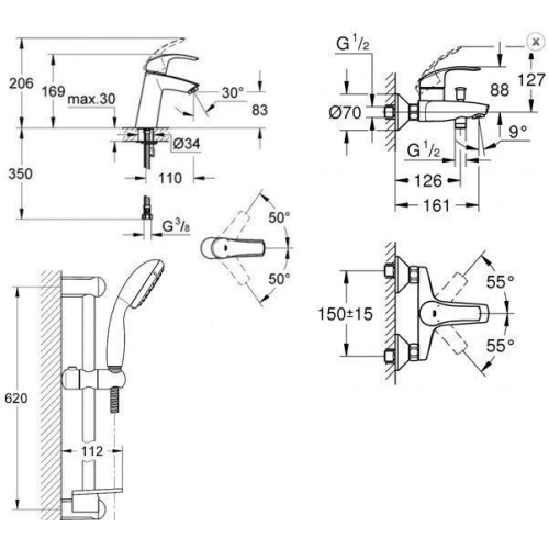Набор смесителей GROHE Eurosmart, 123246М
