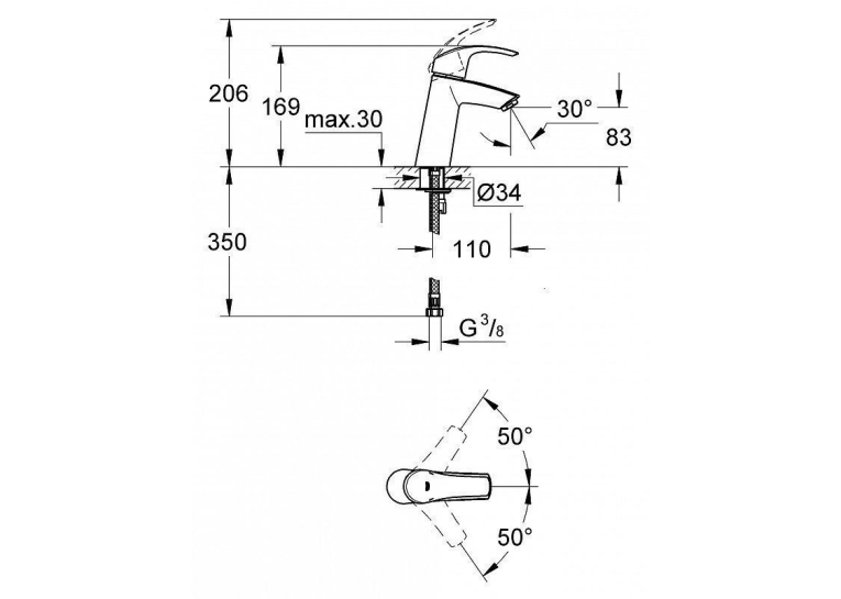 Змішувач для раковини Grohe Eurosmart 23324001 M-Size