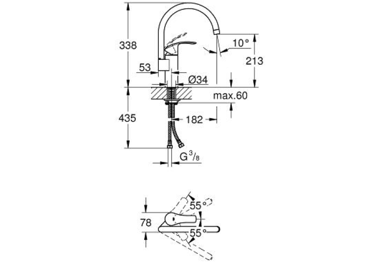 Кухонний змішувач Grohe EUROSMART 33202002