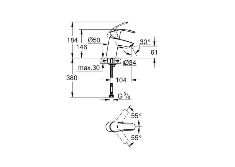 Змішувач для раковини Grohe Eurosmart 32467002 S-Size