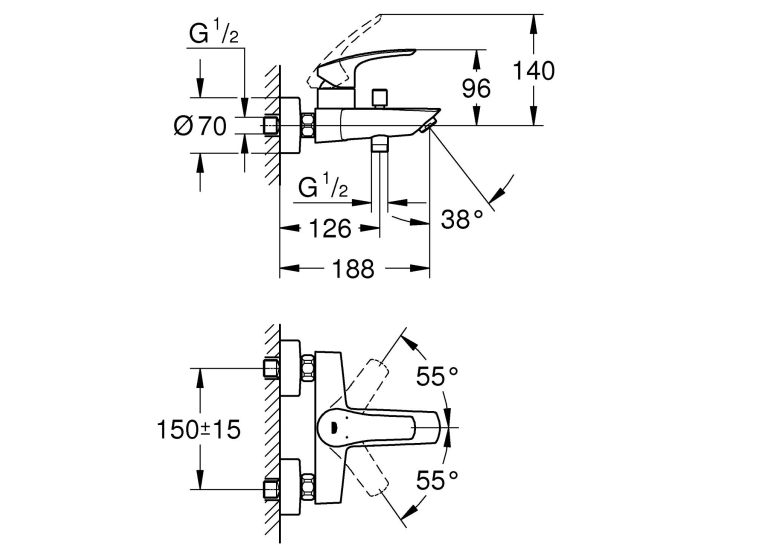 Змішувач для ванни Grohe Eurosmart, 33300003