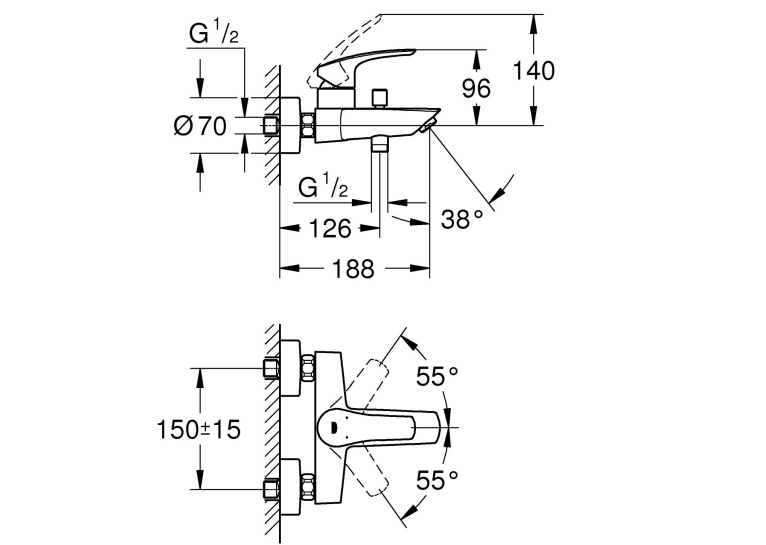 Змішувач для ванни Grohe Eurosmart, 33300003