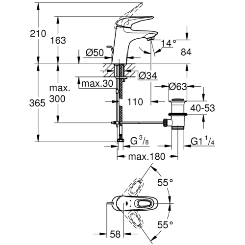 Смеситель для раковины Grohe Eurostyle 33558003 (выставочный образец)
