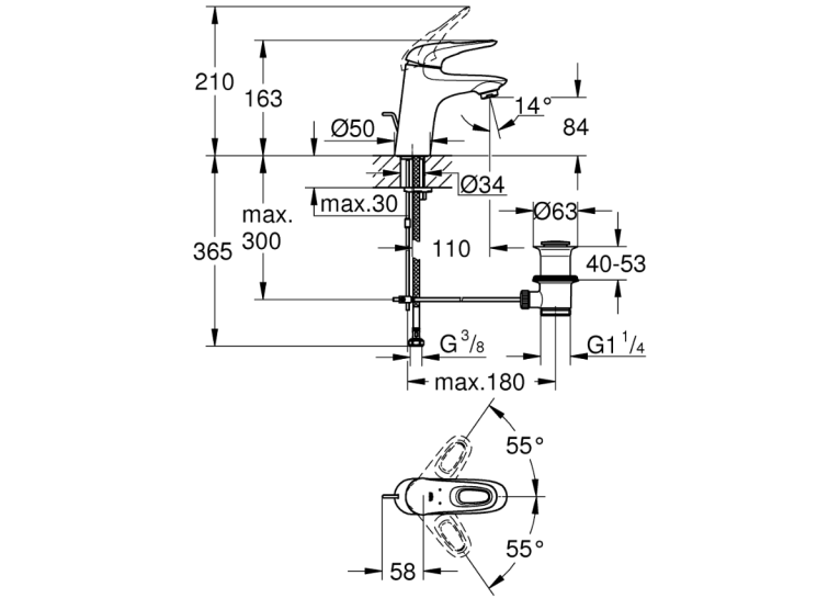 Змішувач для раковини Grohe Eurostyle 33558003 S-Size