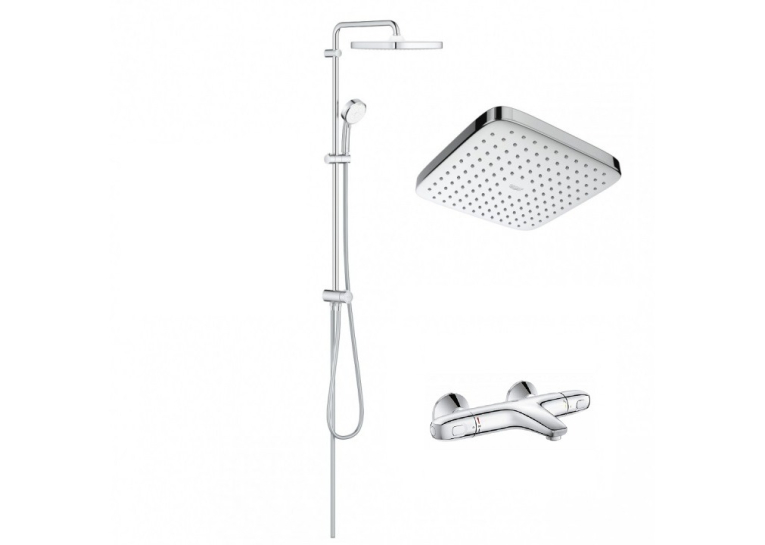 Комплект: Термостат для ванни Grohe Grohtherm 1000, 34155003+Душова система Flex для настінного монтажу Grohe Tempesta Cosmopolitan System 250 26694000