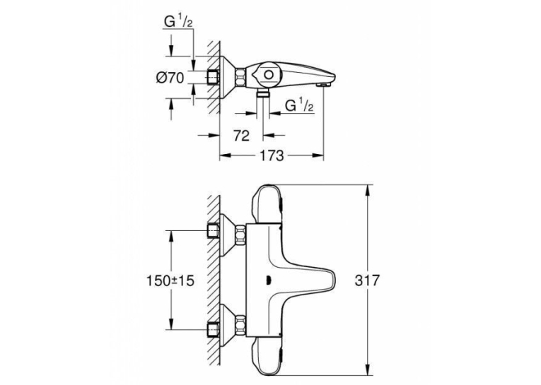Термостат для ванни Grohe Grohtherm 1000, 34155003