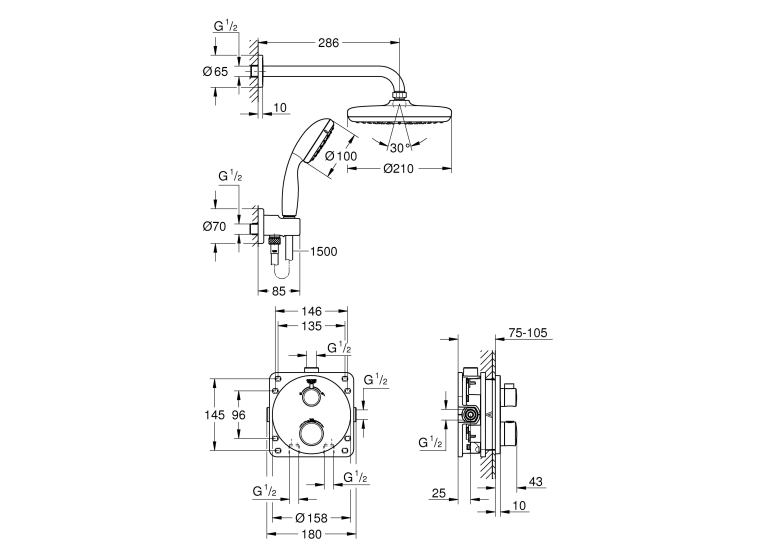 Душевой набор GROHE Grohtherm, 34727000