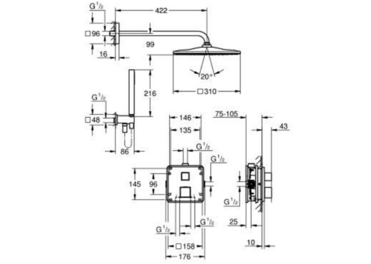 Комплект прихованого монтажу для душу Grohe Grohterm 34868000