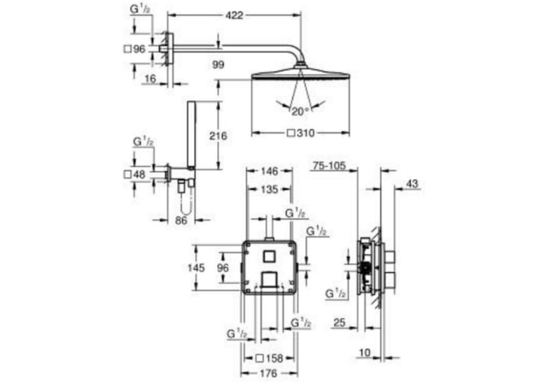Комплект прихованого монтажу для душу Grohe Grohterm 34868000