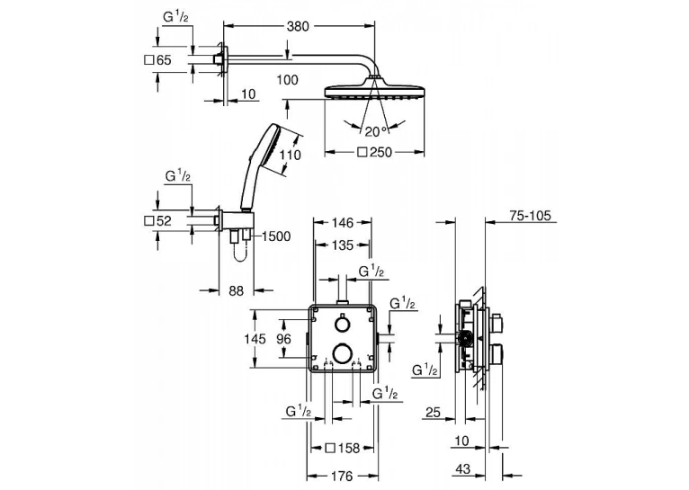 Комплект прихованого монтажу для душу Grohe Grohterm 34871000